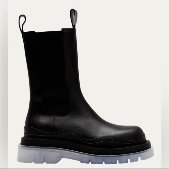 Size 37.5 Bottega Veneta The Tire Boots Black Clear - Picture 1 of 13